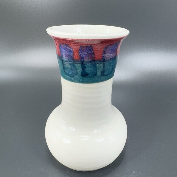 Vintage Hand Made Stoneware Pottery Vase Vessel Artist Signed Hand Glazed VTG - Picture 1 of 9